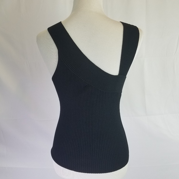 Hadi Collection black asymmetrical tank top blouse - Picture 5 of 8